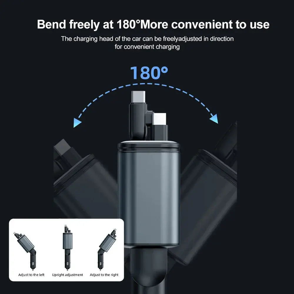 Retractable Charger, Car Charger 5-in-1 180W Power Adapter - Babarify