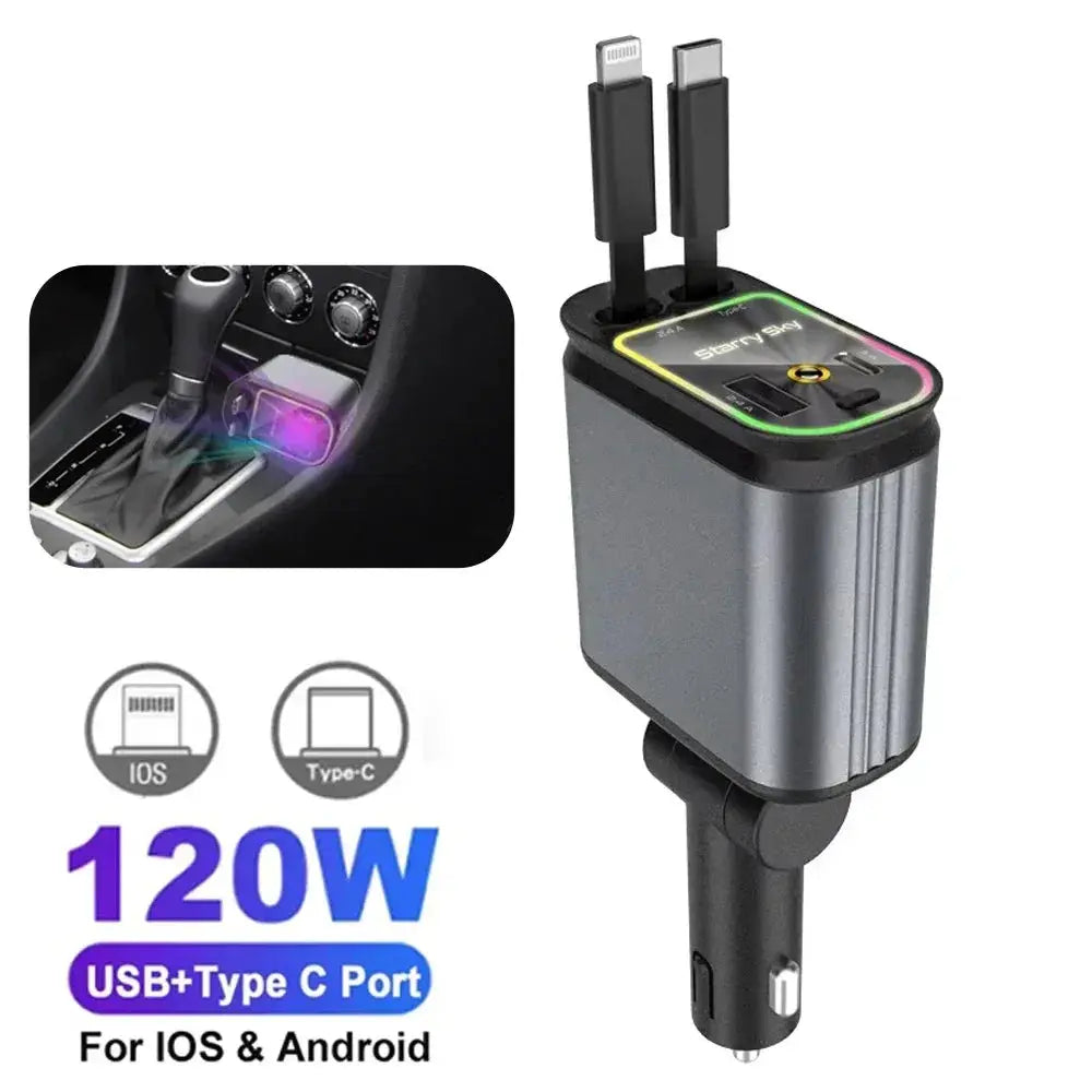 Retractable Charger, Car Charger 5-in-1 180W Power Adapter - Roof Starlight-A Babarify