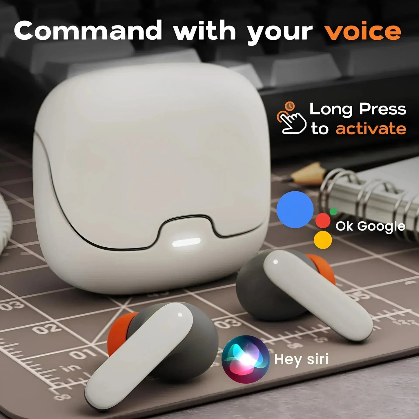 TWS Wireless Bluetooth Earphones Dual Mic ENC Noise Cancelling - Babarify
