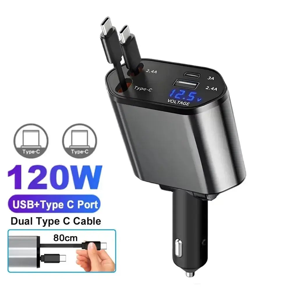 Retractable Charger, Car Charger 5-in-1 180W Power Adapter - No Starlight Babarify