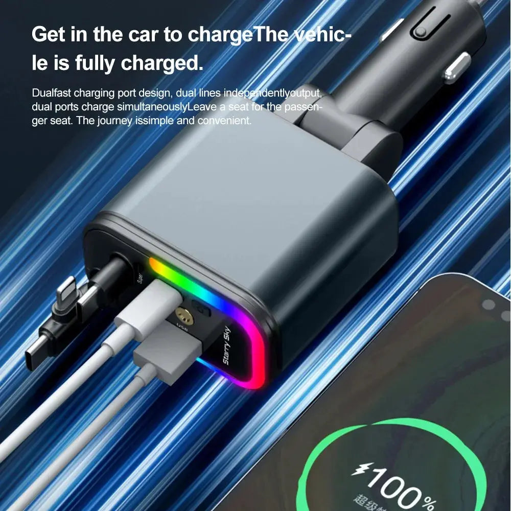 Retractable Charger, Car Charger 5-in-1 180W Power Adapter -   Babarify