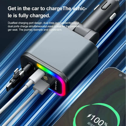 Retractable Charger, Car Charger 5-in-1 180W Power Adapter -   Babarify
