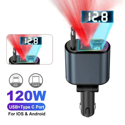 Retractable Charger, Car Charger 5-in-1 180W Power Adapter -  Voltage Starlight Babarify