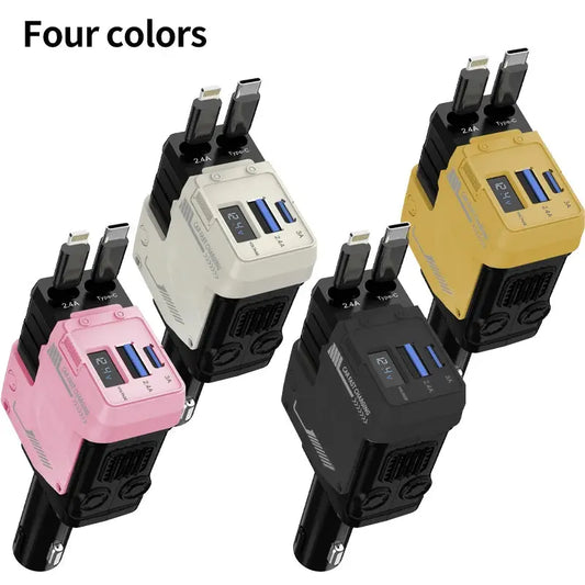 Retractable Car Charger, Super Fast Charger 4-in-1 Adapter -   Babarify