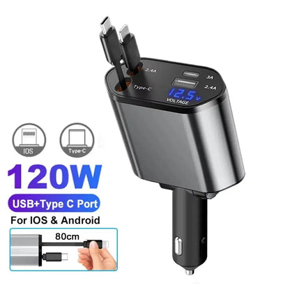 Retractable Charger, Car Charger 5-in-1 180W Power Adapter -  No Starlight-B Babarify