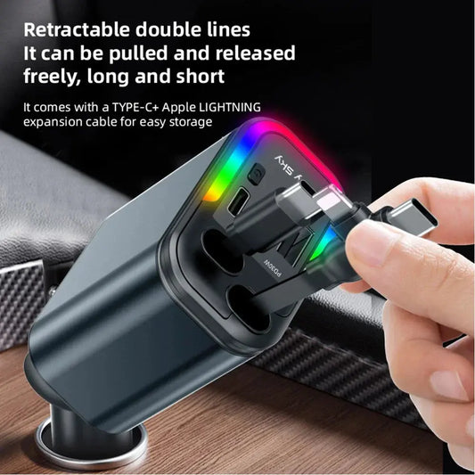 Retractable Charger, Car Charger 5-in-1 180W Power Adapter -   Babarify